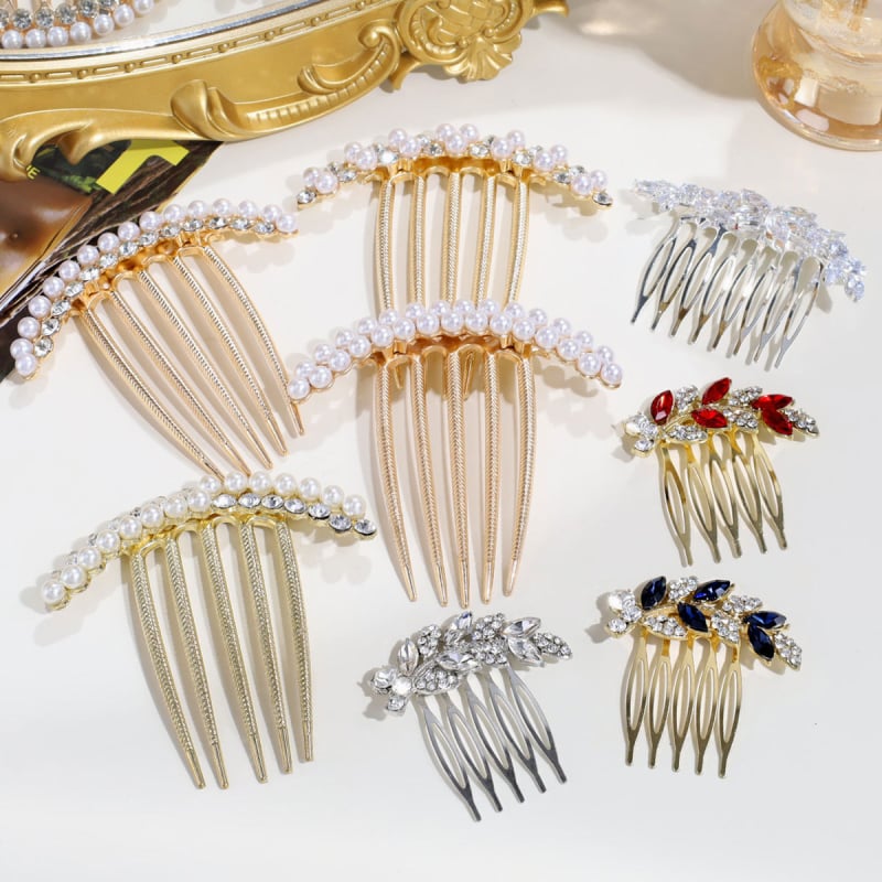 Аксесоар за прическа за ханфу с перли и кристали, сплав (Материал: сплав; Стил: древен; Форма: геометрична; Категория: глава; Година/сезон: есен 2025)