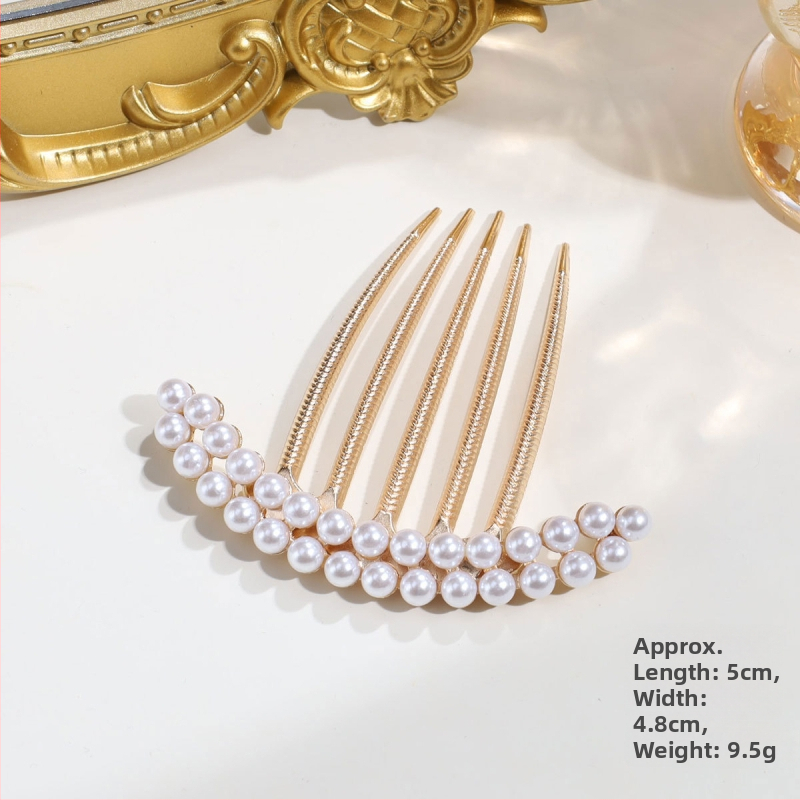 Аксесоар за прическа за ханфу с перли и кристали, сплав (Материал: сплав; Стил: древен; Форма: геометрична; Категория: глава; Година/сезон: есен 2025)