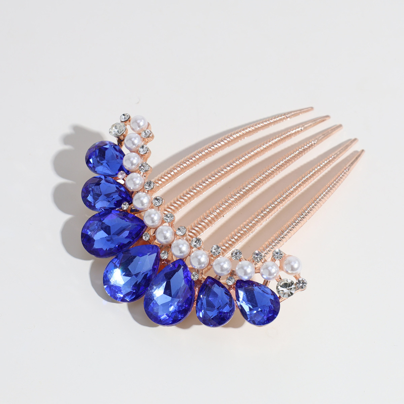 Аксесоар за прическа за ханфу с перли и кристали, сплав (Материал: сплав; Стил: древен; Форма: геометрична; Категория: глава; Година/сезон: есен 2025)