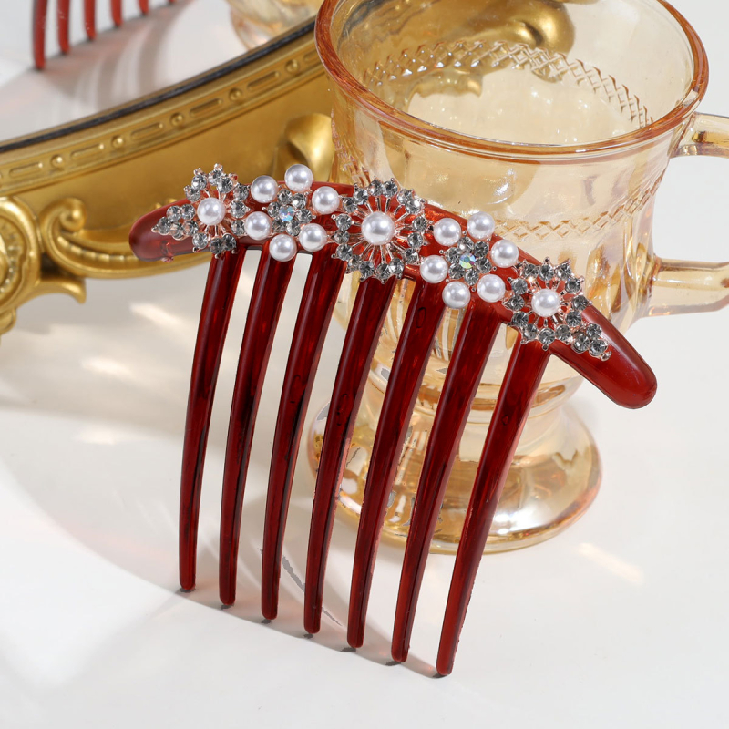 Аксесоар за прическа за ханфу с перли и кристали, сплав (Материал: сплав; Стил: древен; Форма: геометрична; Категория: глава; Година/сезон: есен 2025)