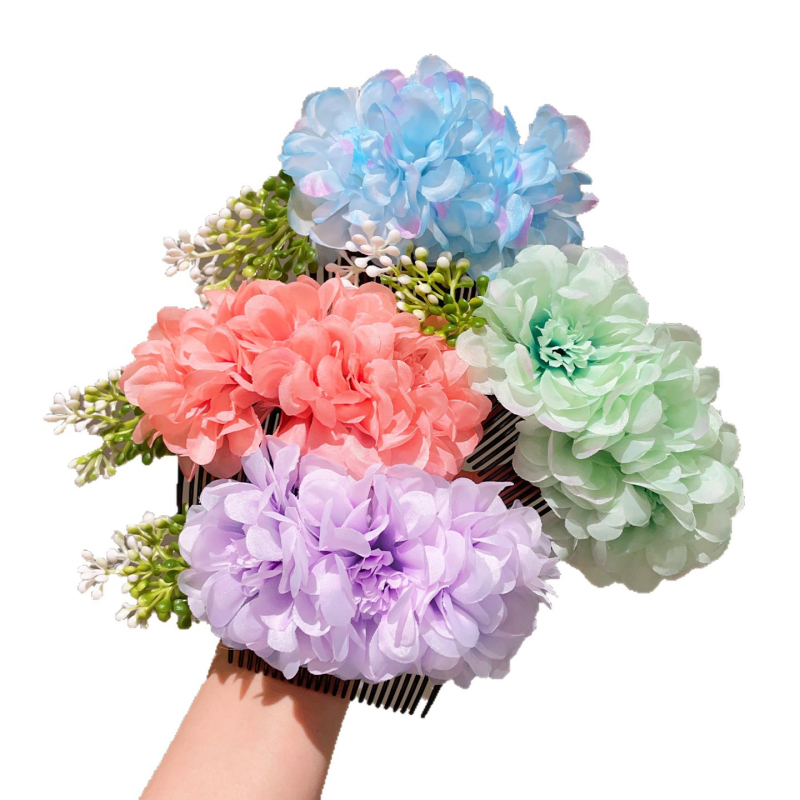 Гребен за коса с цветя – странично обрънат дизайн, аксесоар за глава