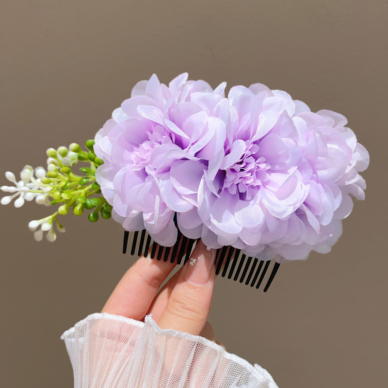 Гребен за коса с цветя – странично обрънат дизайн, аксесоар за глава