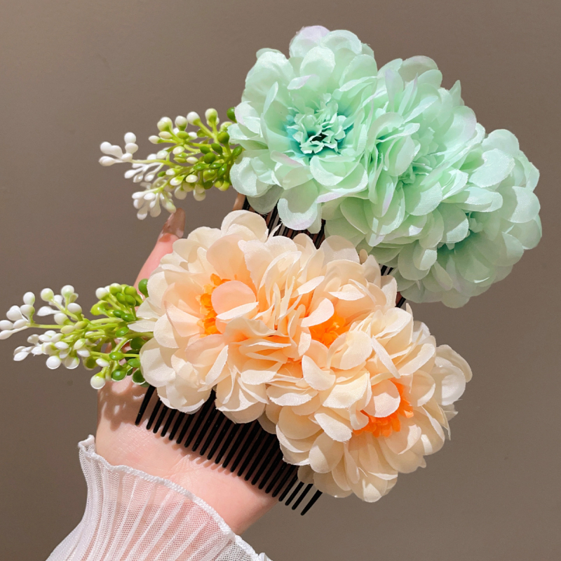 Гребен за коса с цветя – странично обрънат дизайн, аксесоар за глава