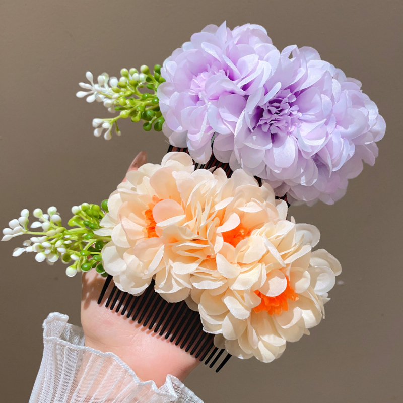 Гребен за коса с цветя – странично обрънат дизайн, аксесоар за глава