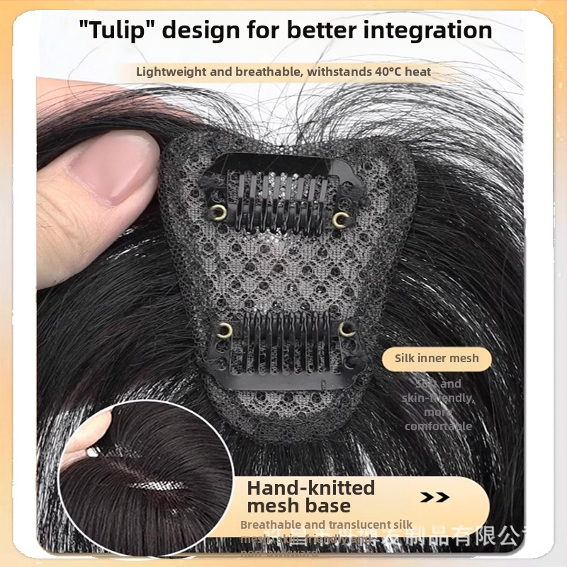 Parochňa s ofinou osmi znakov, šikmá ofina, zvyšuje objem na temene, hodvábne vlasy, mechanické spracovanie