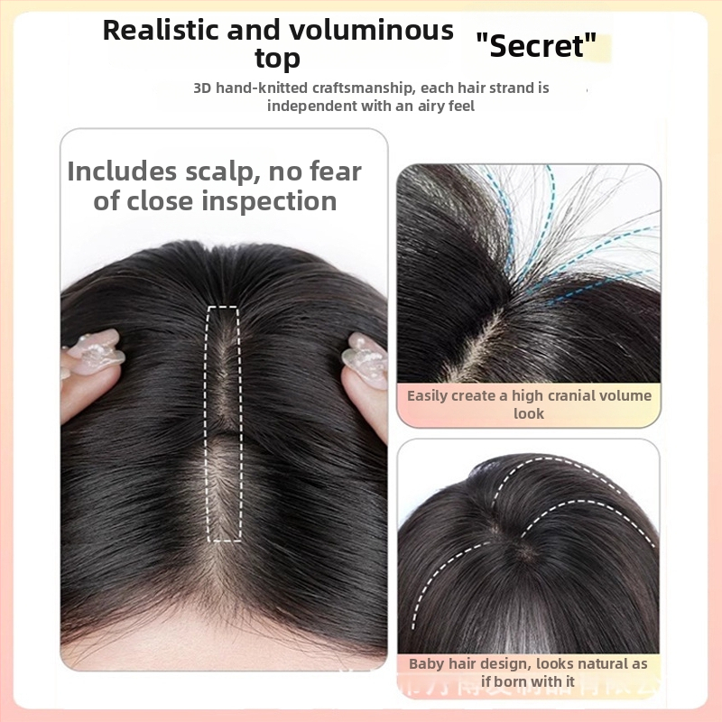 Parochňa s ofinou osmi znakov, šikmá ofina, zvyšuje objem na temene, hodvábne vlasy, mechanické spracovanie