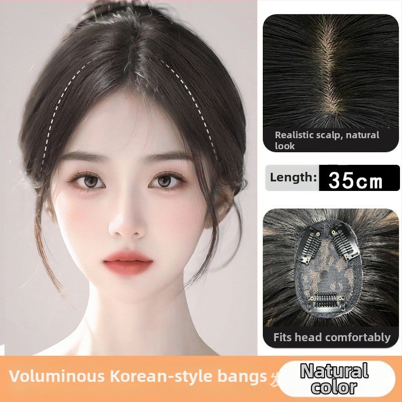 Parūka ar astoņzīmju bangs, slīpa bangs, palielina apjomu vainagā, zīdaini mati, mehāniska apstrāde