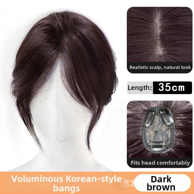 Parūka ar astoņzīmju bangs, slīpa bangs, palielina apjomu vainagā, zīdaini mati, mehāniska apstrāde