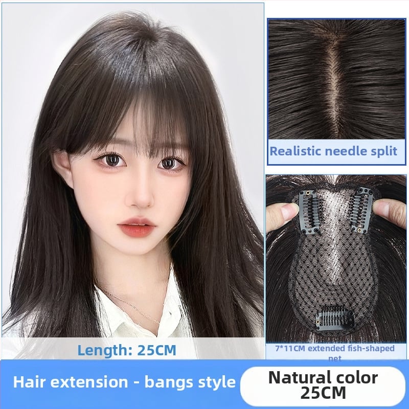 Parūka ar astoņzīmju bangs, slīpa bangs, palielina apjomu vainagā, zīdaini mati, mehāniska apstrāde