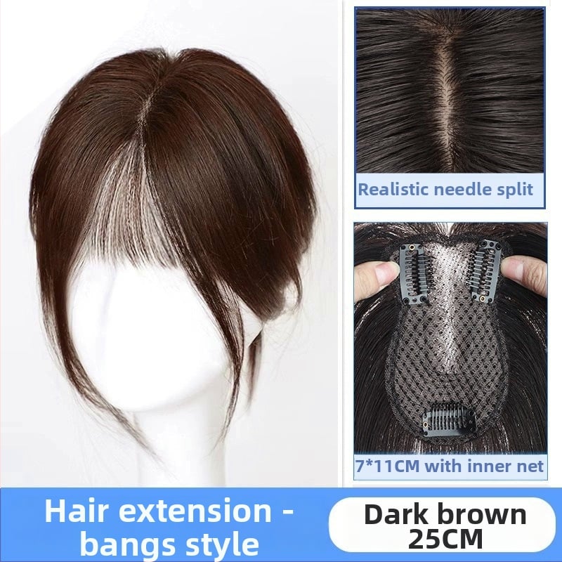 Parūka ar astoņzīmju bangs, slīpa bangs, palielina apjomu vainagā, zīdaini mati, mehāniska apstrāde