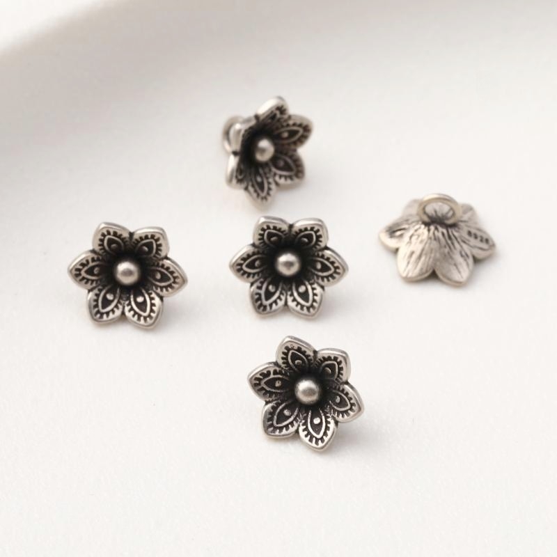 S925 sterling srebrni listni dodatak s OT kopčom, retro stil za DIY nakit