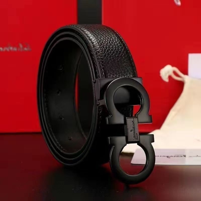 Muški kožni pojas s dvostrukim slojem, kopča u obliku osam, glatko zaključavanje, širina 2–4 cm, poslovno-uglađen stil