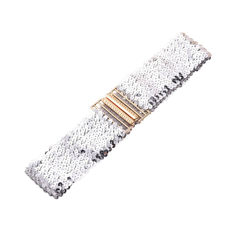Fliterasti pojas za haljinu, elastičan, PET materijal, kopča od legure, širina iznad 4 cm