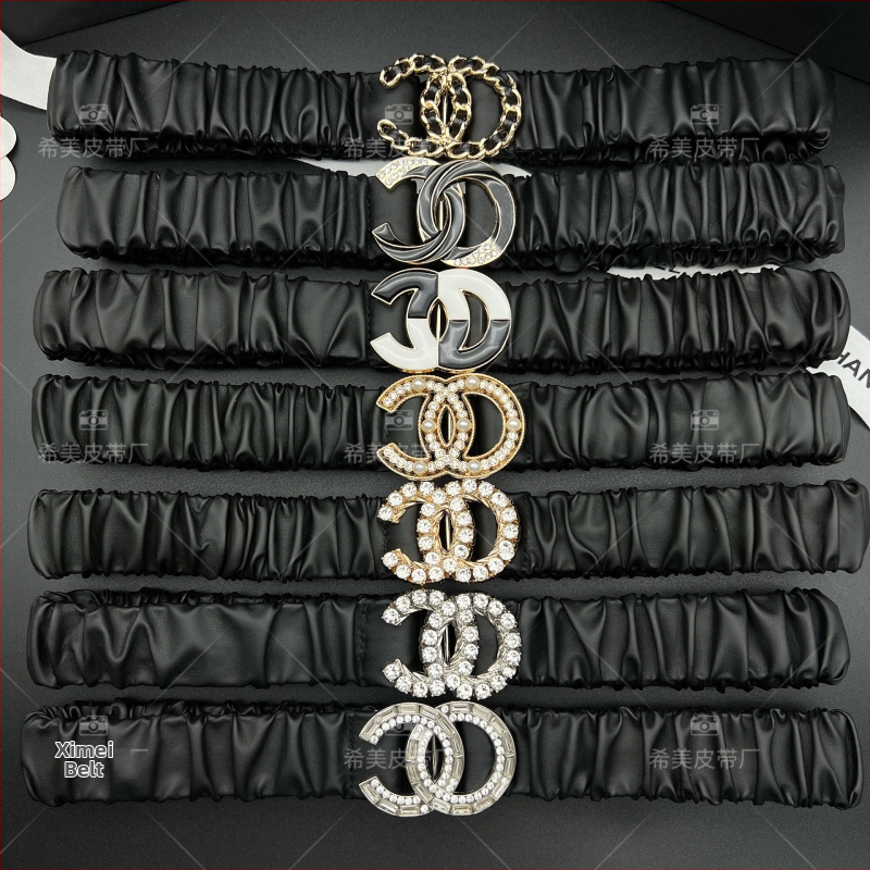 Női elasztikus öv kristályos csattal, ötvözetből készült, műbőr, gombos záródás, elektroplattolt felület, üzleti elegáns, sokoldalú stílus