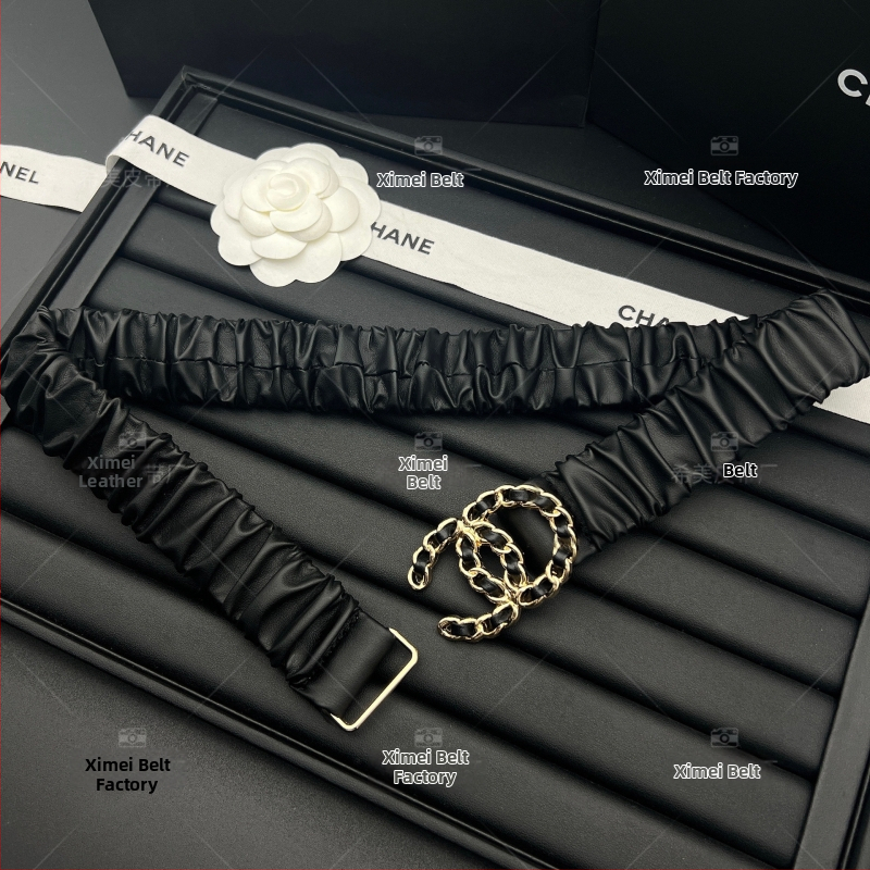 Női elasztikus öv kristályos csattal, ötvözetből készült, műbőr, gombos záródás, elektroplattolt felület, üzleti elegáns, sokoldalú stílus