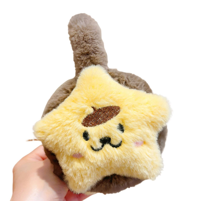 Laste plüüs kõrvakaitsed – talvine soojus, kokkupandav, karikatuurimuster