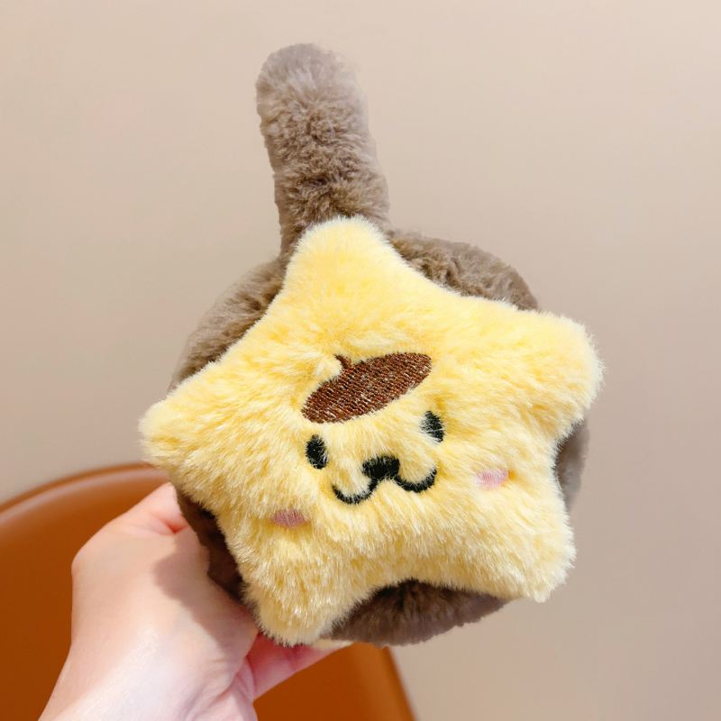 Laste plüüs kõrvakaitsed – talvine soojus, kokkupandav, karikatuurimuster