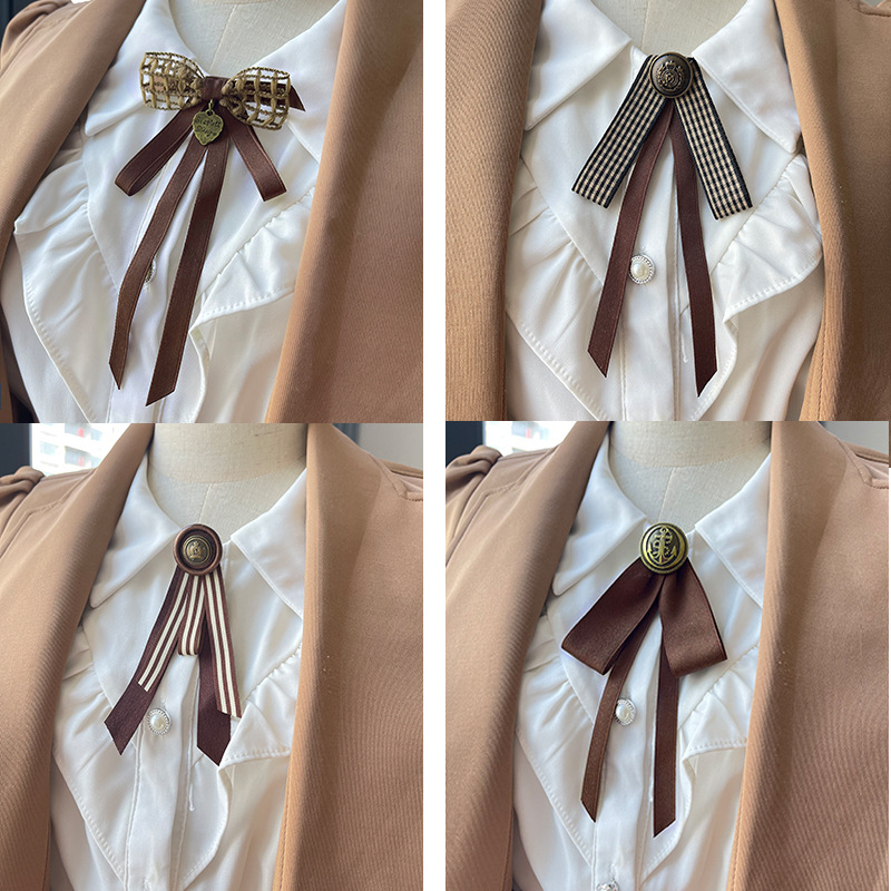 Női gallér virág és masni, koreai stílus, szalagból készült, geometriai mintázat, lapos fejű, kód lg658