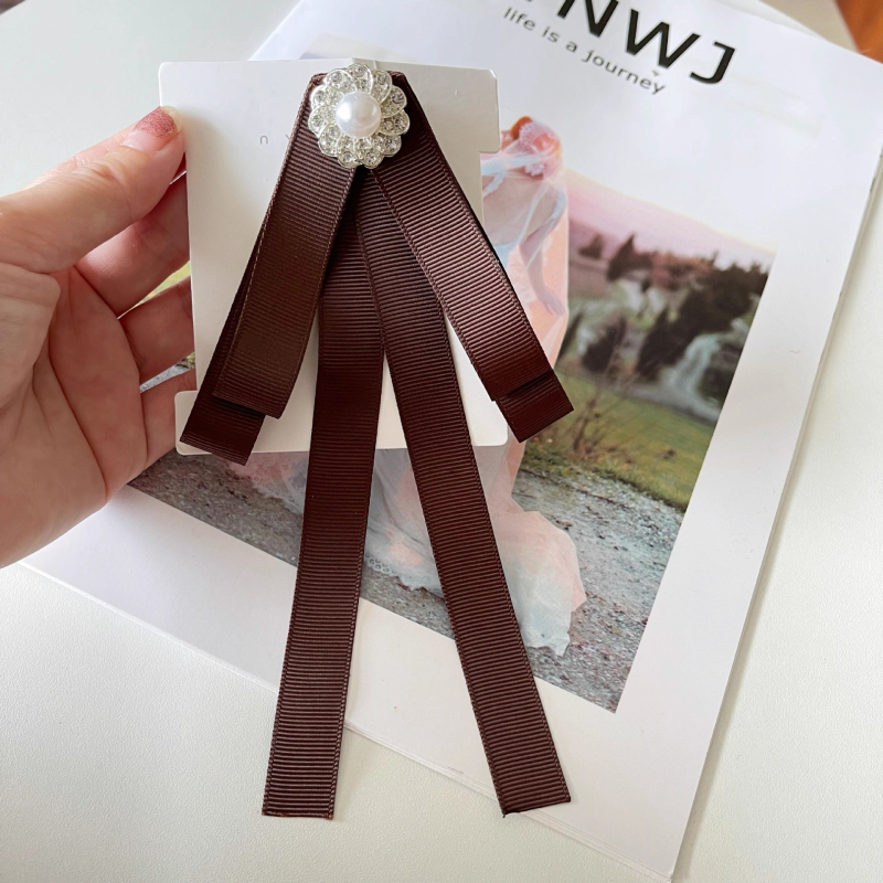 Női gallér virág és masni, koreai stílus, szalagból készült, geometriai mintázat, lapos fejű, kód lg658