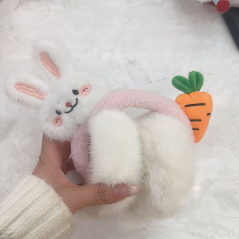 Plüüsist kõrvakaitsed karikatuuristiiliga, monokromaatne muster, talvise soojus