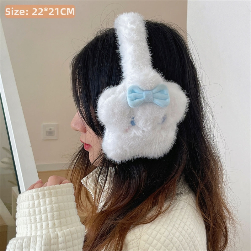 Pliisidest kõrvakaitsmega tähe kujuline — karikatuuristiil, soojad talveks ja sügisele, väliskasutuseks, naistele