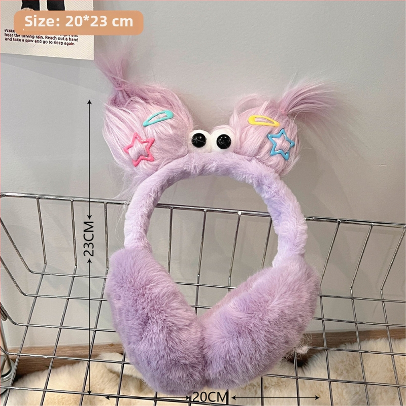 Pliisidest kõrvakaitsmega tähe kujuline — karikatuuristiil, soojad talveks ja sügisele, väliskasutuseks, naistele