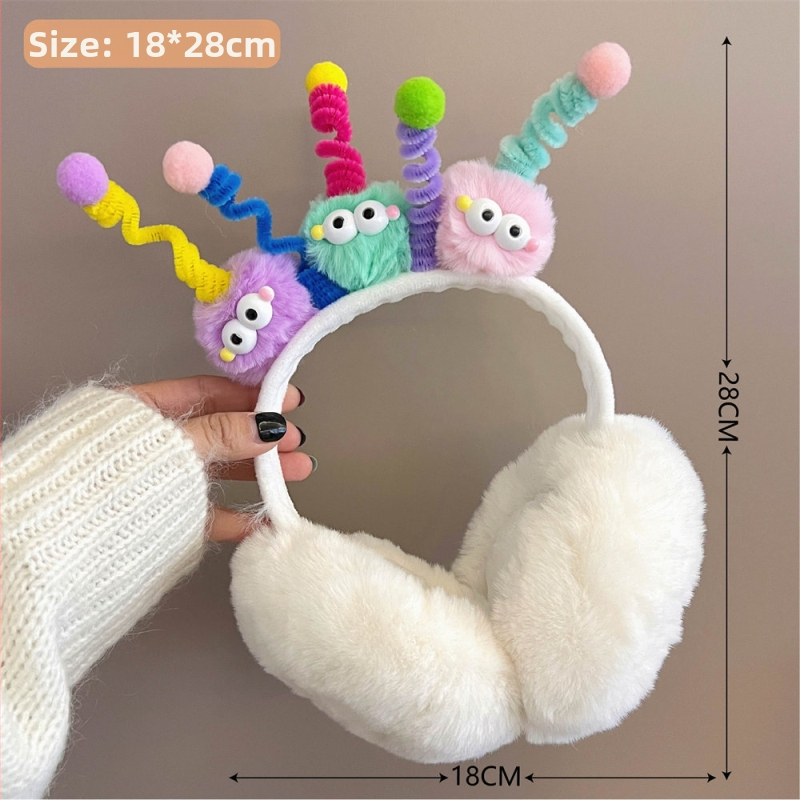 Pliisidest kõrvakaitsmega tähe kujuline — karikatuuristiil, soojad talveks ja sügisele, väliskasutuseks, naistele