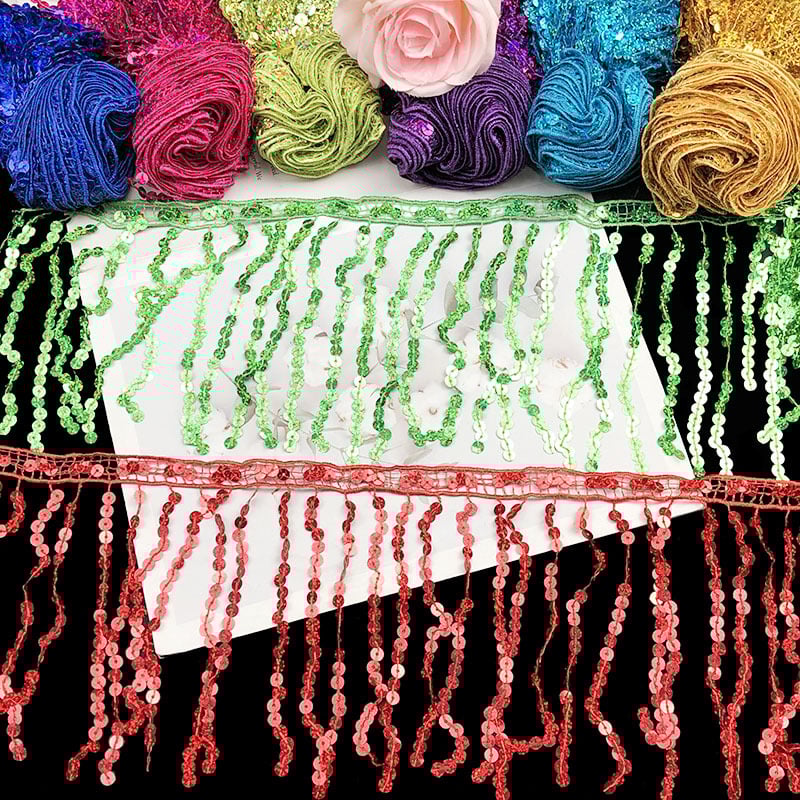 Ζώνη μέσης χορού με δαντέλα και φούντες με στρας, μήκος 15 εκ (Υλικό: Ρέιόν; Εφαρμογή: Αξεσουάρ)