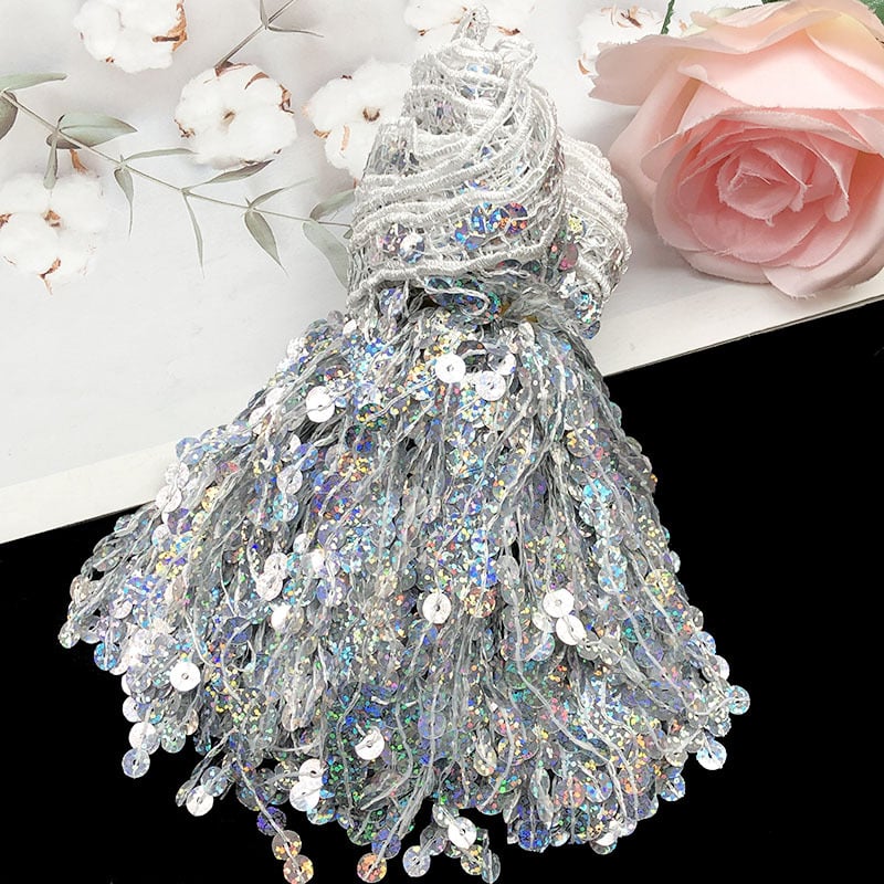 Ζώνη μέσης χορού με δαντέλα και φούντες με στρας, μήκος 15 εκ (Υλικό: Ρέιόν; Εφαρμογή: Αξεσουάρ)