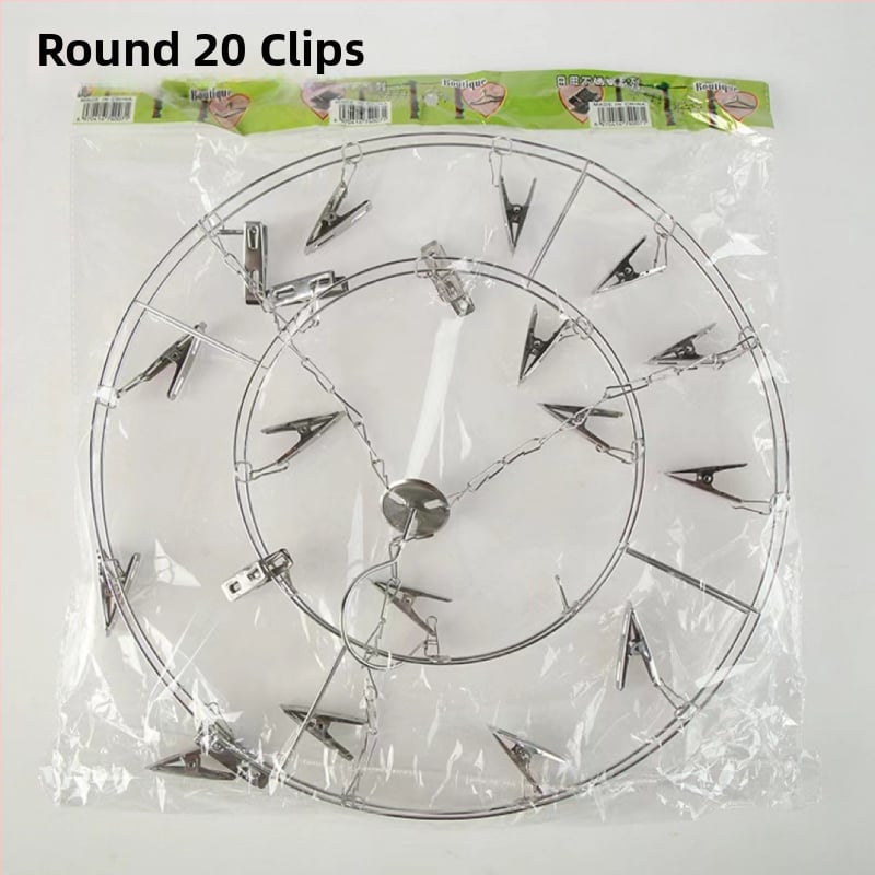 Ανοξείδωτο ράφι στέγνωσης με 20 κλιπ, διπλού επιπέδου, ανθεκτικό στον άνεμο, για κάλτσες, φουλάρια και γραβάτες