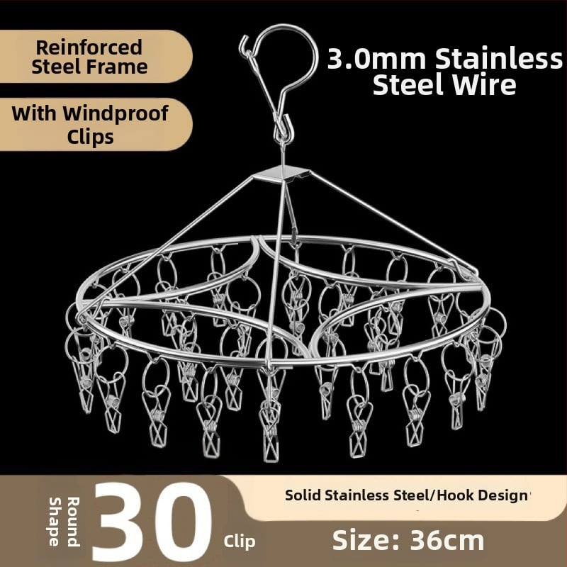 Ανοξείδωτο ράφι στέγνωσης με 20 κλιπ, διπλού επιπέδου, ανθεκτικό στον άνεμο, για κάλτσες, φουλάρια και γραβάτες