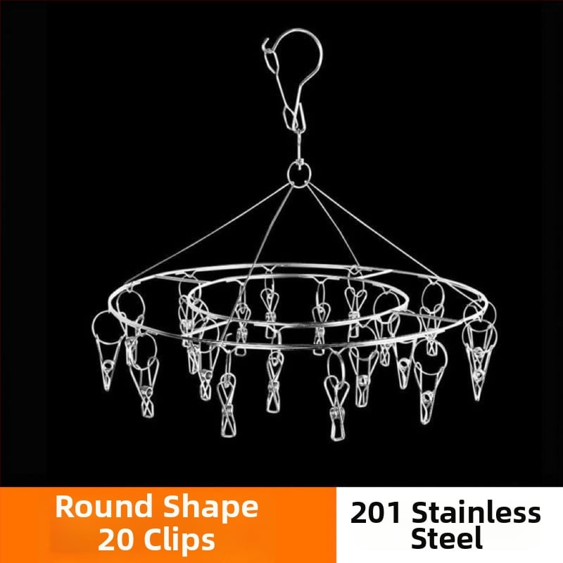 Ανοξείδωτο ράφι στέγνωσης με 20 κλιπ, διπλού επιπέδου, ανθεκτικό στον άνεμο, για κάλτσες, φουλάρια και γραβάτες