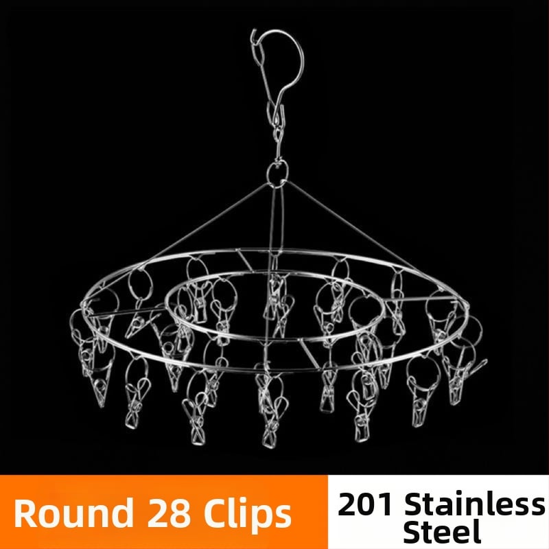 Ανοξείδωτο ράφι στέγνωσης με 20 κλιπ, διπλού επιπέδου, ανθεκτικό στον άνεμο, για κάλτσες, φουλάρια και γραβάτες