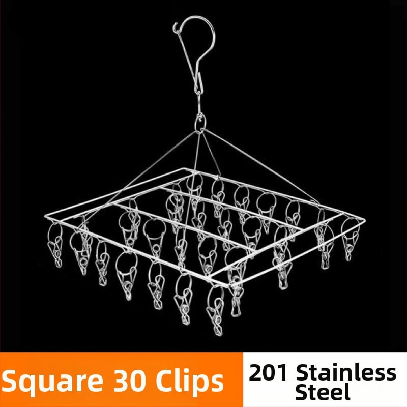 Ανοξείδωτο ράφι στέγνωσης με 20 κλιπ, διπλού επιπέδου, ανθεκτικό στον άνεμο, για κάλτσες, φουλάρια και γραβάτες