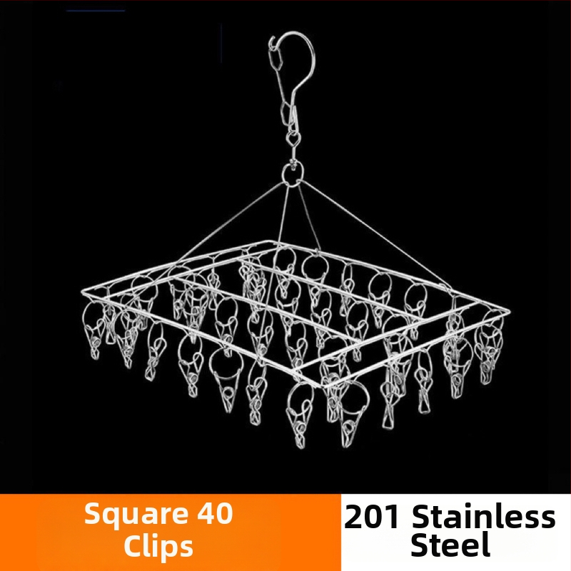 Ανοξείδωτο ράφι στέγνωσης με 20 κλιπ, διπλού επιπέδου, ανθεκτικό στον άνεμο, για κάλτσες, φουλάρια και γραβάτες