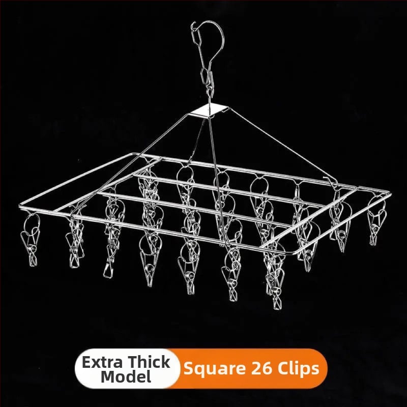 Ανοξείδωτο ράφι στέγνωσης με 20 κλιπ, διπλού επιπέδου, ανθεκτικό στον άνεμο, για κάλτσες, φουλάρια και γραβάτες