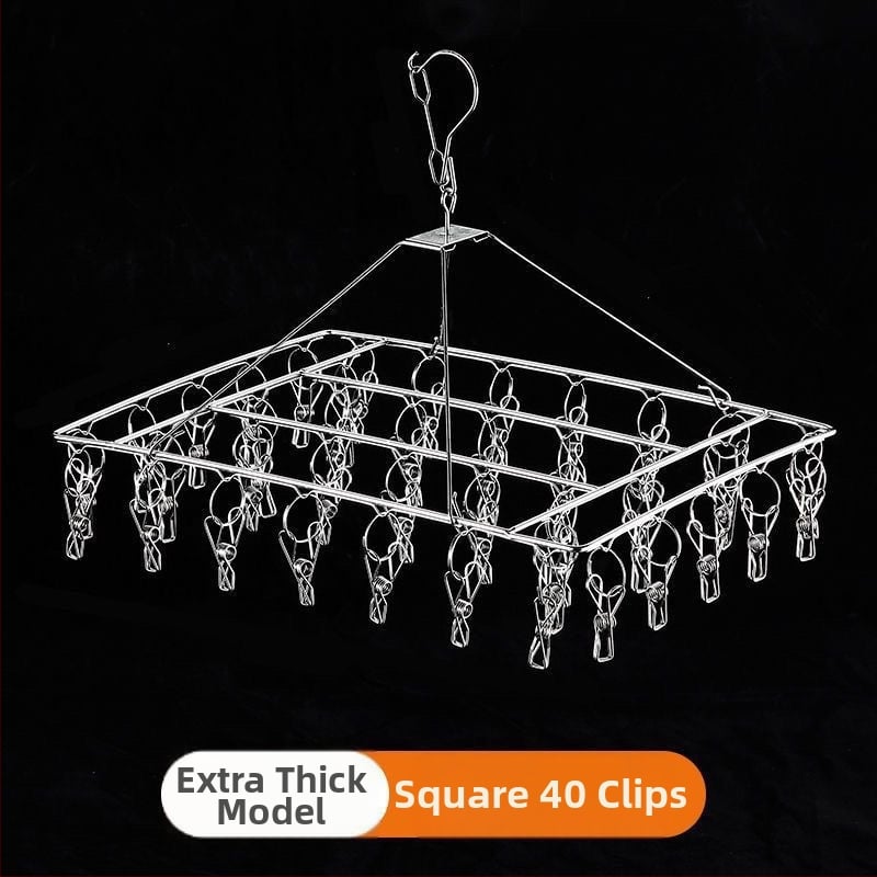 Ανοξείδωτο ράφι στέγνωσης με 20 κλιπ, διπλού επιπέδου, ανθεκτικό στον άνεμο, για κάλτσες, φουλάρια και γραβάτες