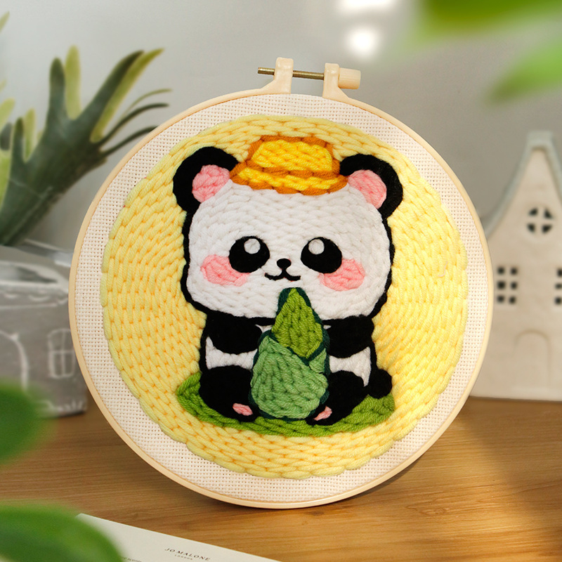 XIAOZ Punch Needle hímzőkészlet – DIY fonal készlet dekoratív díszekhez, aranyos stílus