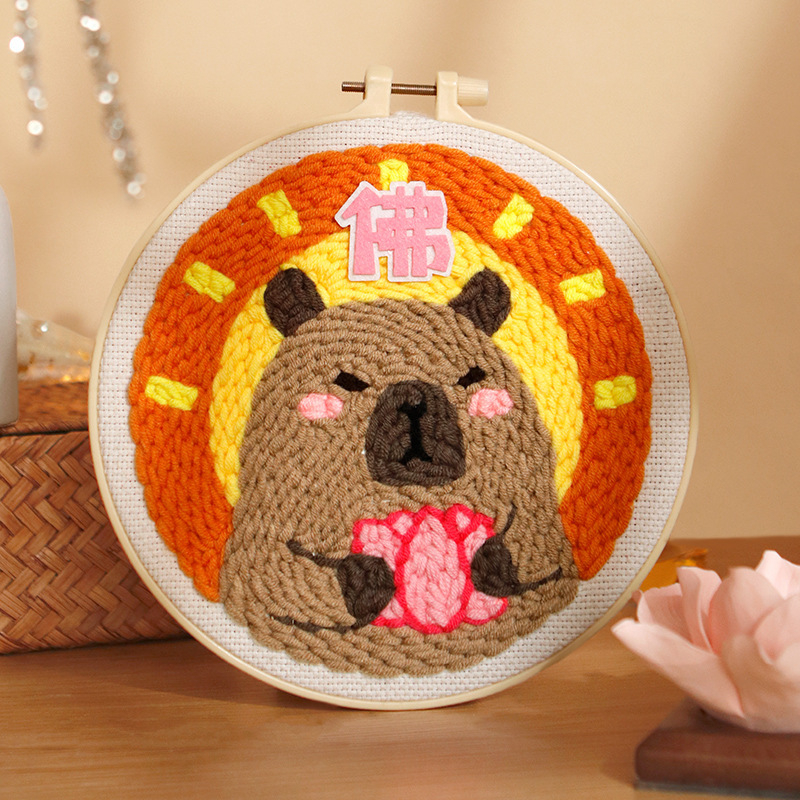 XIAOZ Punch Needle hímzőkészlet – DIY fonal készlet dekoratív díszekhez, aranyos stílus