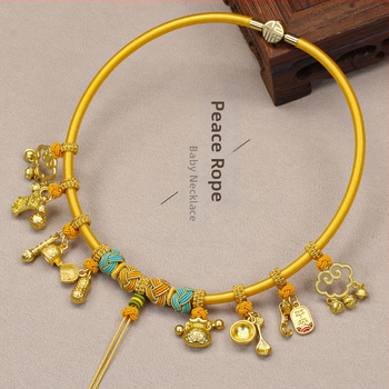 Bērnu kaklarota ar ilgas dzīves amuletu, aukla, U forma, O ķēde, 31–40 cm