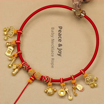 Bērnu kaklarota ar ilgas dzīves amuletu, aukla, U forma, O ķēde, 31–40 cm