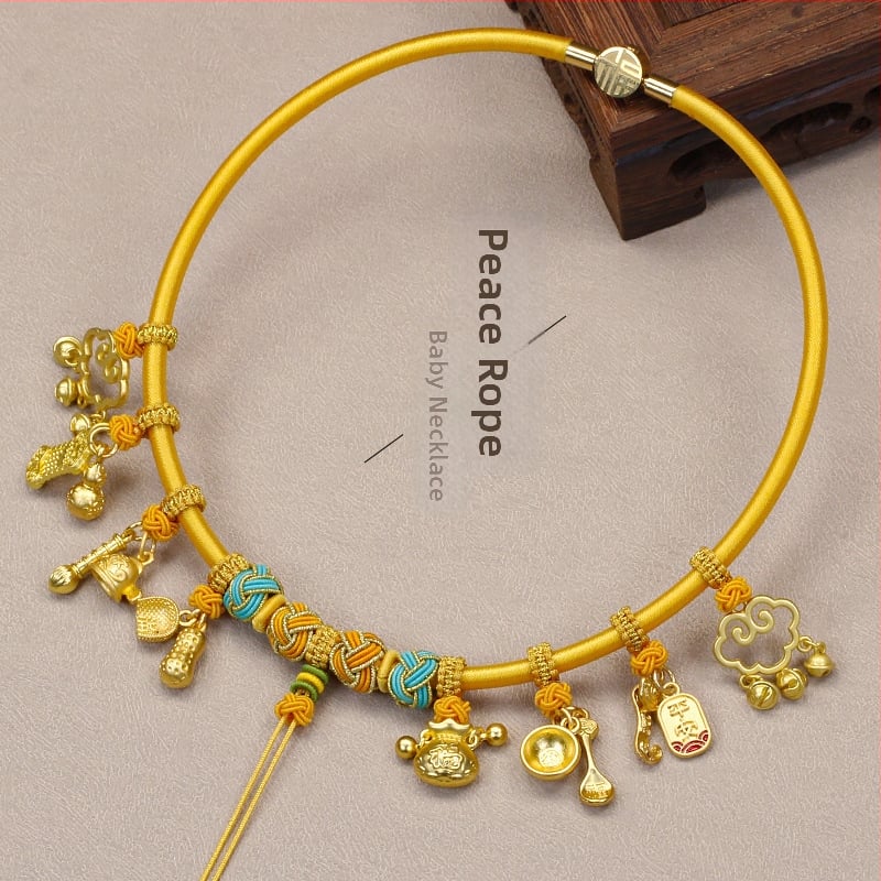 Bērnu kaklarota ar ilgas dzīves amuletu, aukla, U forma, O ķēde, 31–40 cm