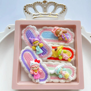 Set ukosnica za kosu za djecu, ručno tkanu čipku, cartoon stil, legura, duljina 6,5 cm