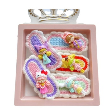 Set ukosnica za kosu za djecu, ručno tkanu čipku, cartoon stil, legura, duljina 6,5 cm