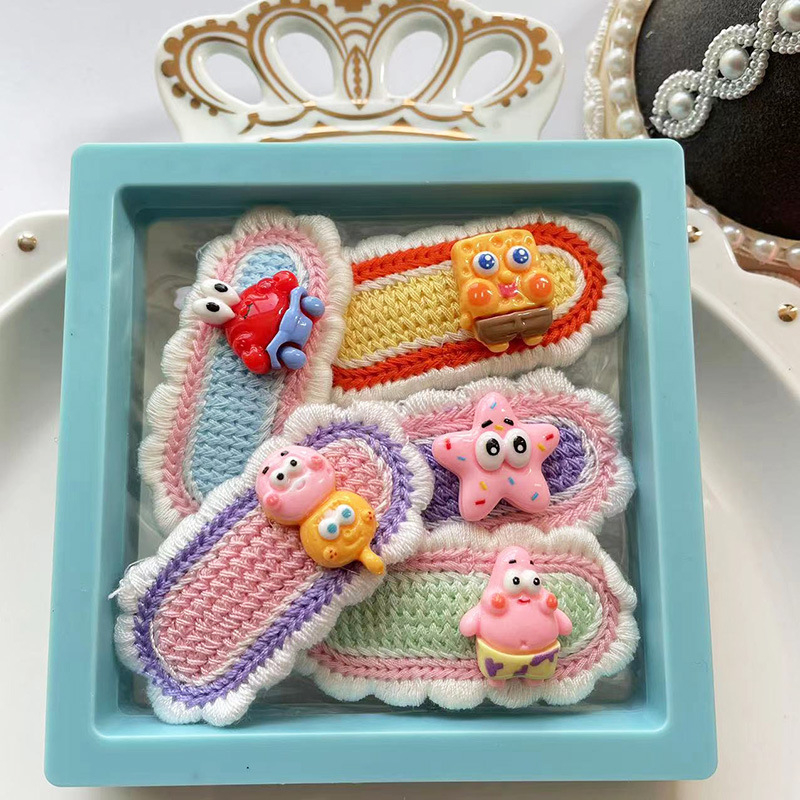 Set ukosnica za kosu za djecu, ručno tkanu čipku, cartoon stil, legura, duljina 6,5 cm