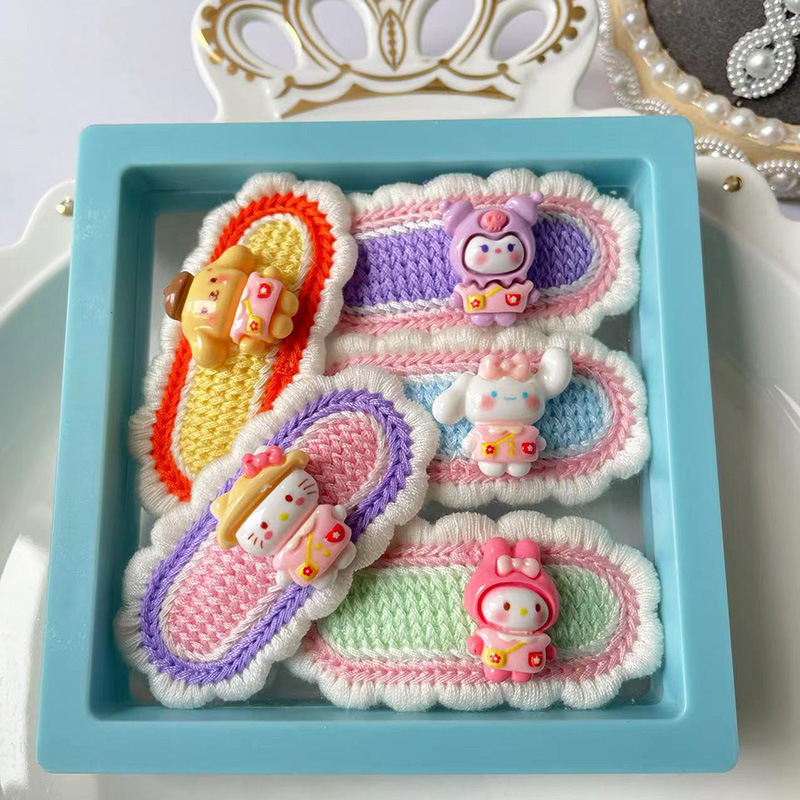 Set ukosnica za kosu za djecu, ručno tkanu čipku, cartoon stil, legura, duljina 6,5 cm