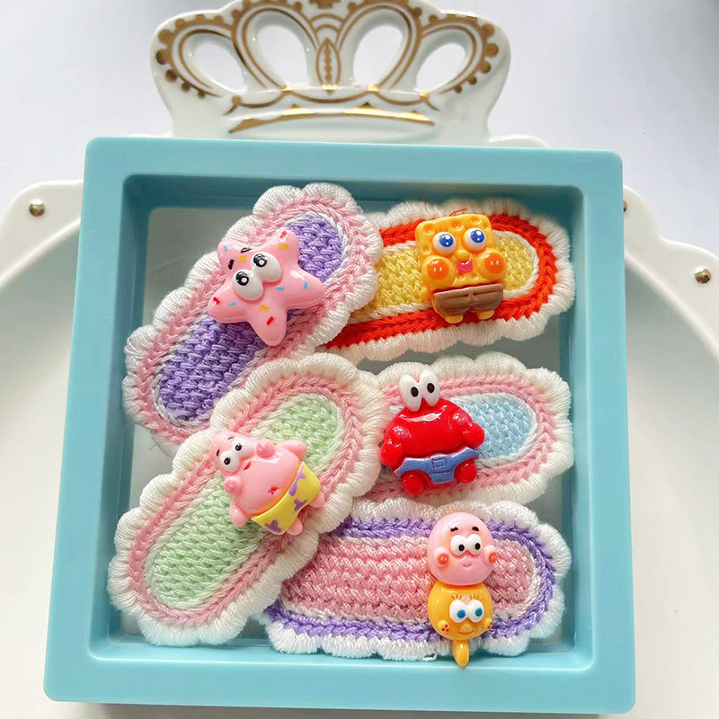 Set ukosnica za kosu za djecu, ručno tkanu čipku, cartoon stil, legura, duljina 6,5 cm