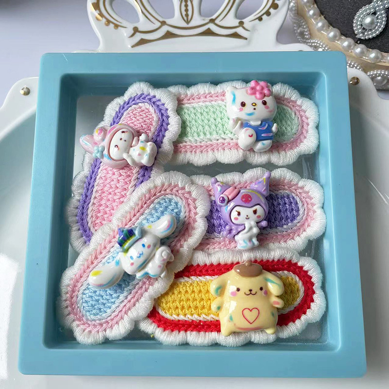 Set ukosnica za kosu za djecu, ručno tkanu čipku, cartoon stil, legura, duljina 6,5 cm