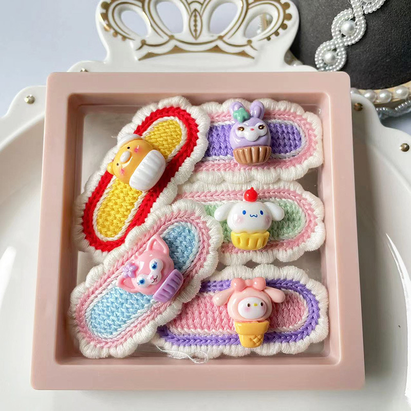 Set ukosnica za kosu za djecu, ručno tkanu čipku, cartoon stil, legura, duljina 6,5 cm