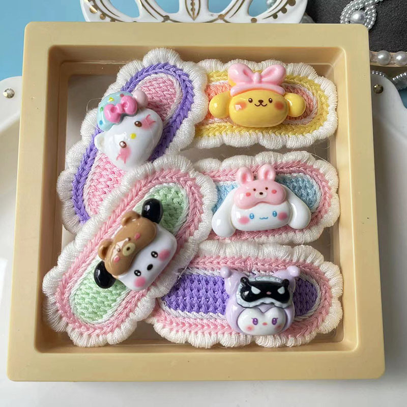 Set ukosnica za kosu za djecu, ručno tkanu čipku, cartoon stil, legura, duljina 6,5 cm